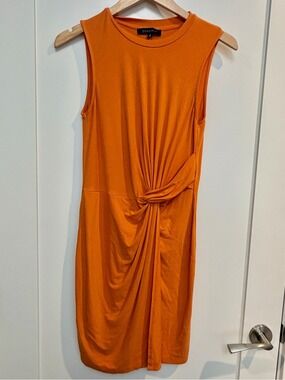 Dynamite Knot-Detail Sleeveless Midi Dress in Orange